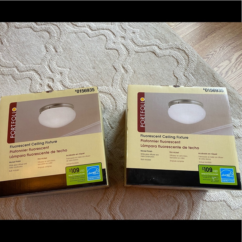 2 Packs, Portfolio Fluorescent Light Fixtures.